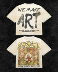 “We Make Art” Ephemeral tan T shirt